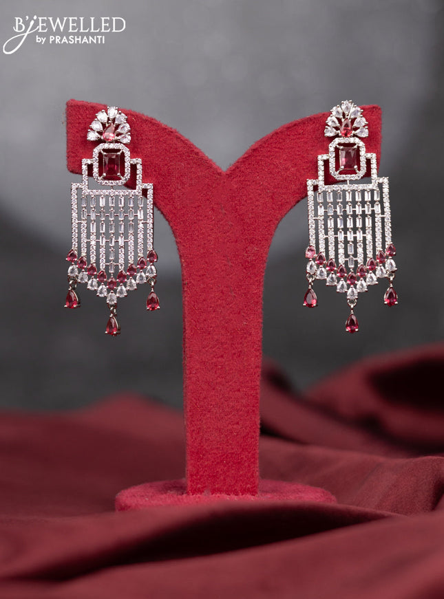 Zircon earring with ruby & cz stones and hangings