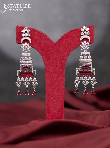 Zircon earring with ruby & cz stones and hangings