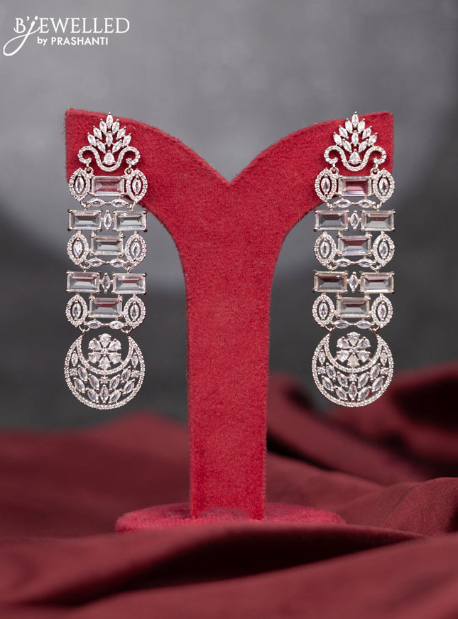 Zircon earring with cz stones and hangings