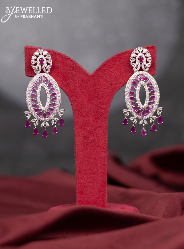 Zircon earring with ruby & cz stones and hangings