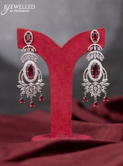 Zircon earring with ruby & cz stones and hangings