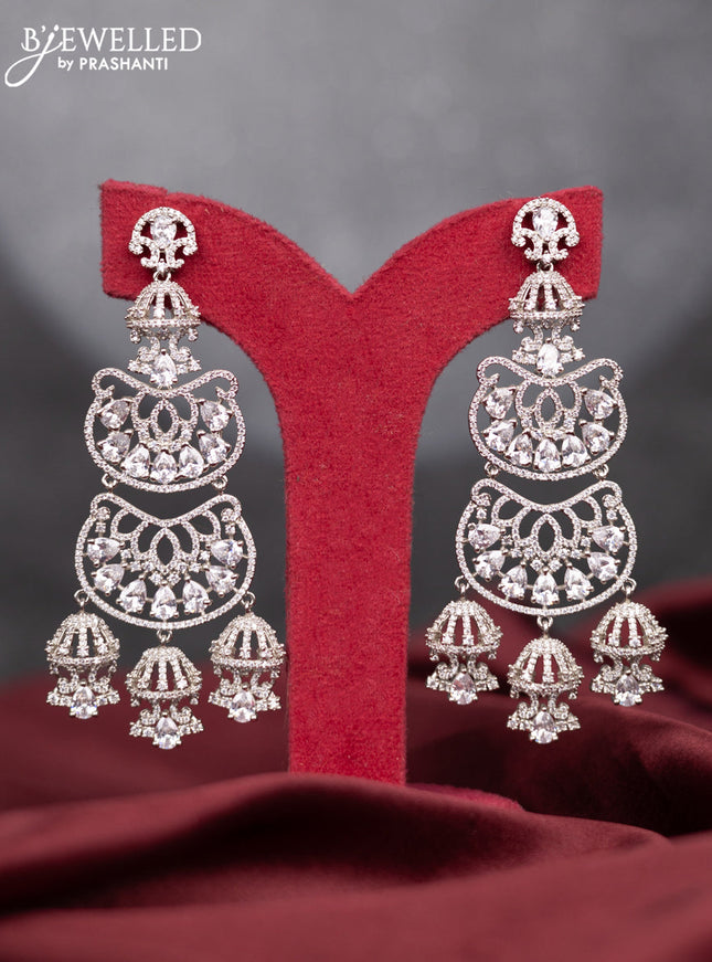 Zircon earring with cz stones and hangings