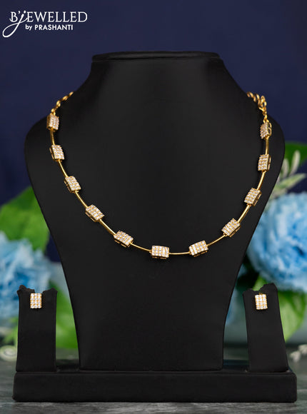 Zircon Necklace with cz stones in gold finish