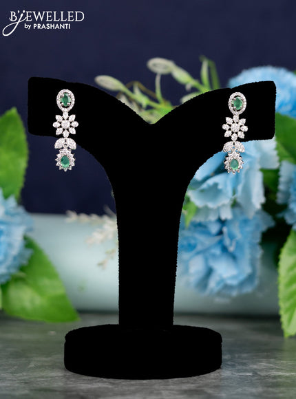 Zircon Necklace floral design with emerald and cz stones