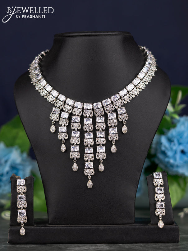 Zircon Necklace with cz stones and hangings