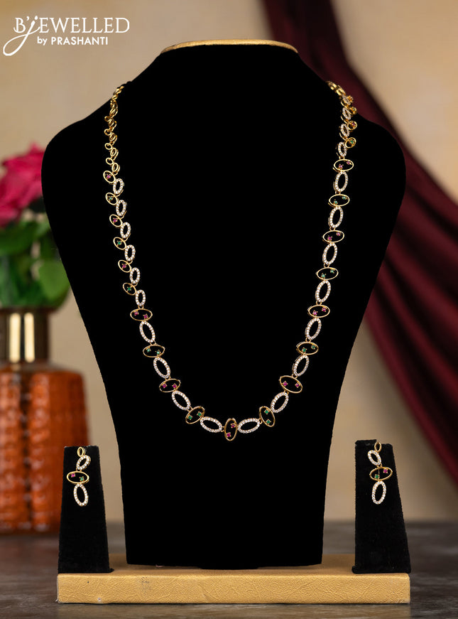 Antique haaram with kemp and cz stones