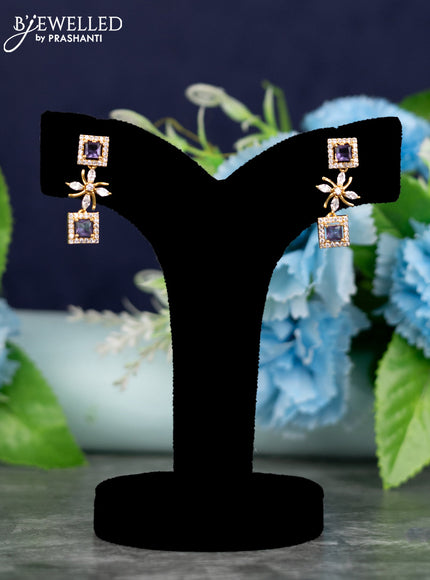 Zircon haaram floral design with violet and cz stones in gold finish