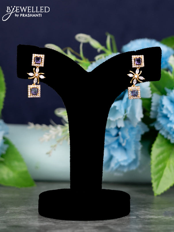 Zircon haaram floral design with violet and cz stones in gold finish