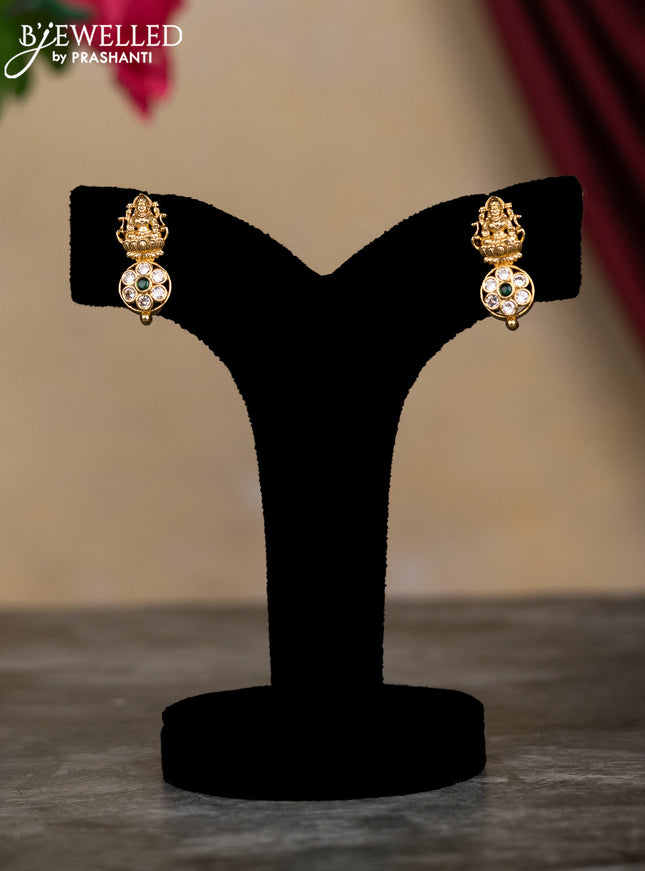 Antique necklace lakshmi design with kemp and cz stones