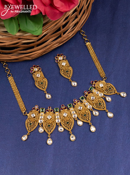 Antique choker with kemp & kundan stones and hangings