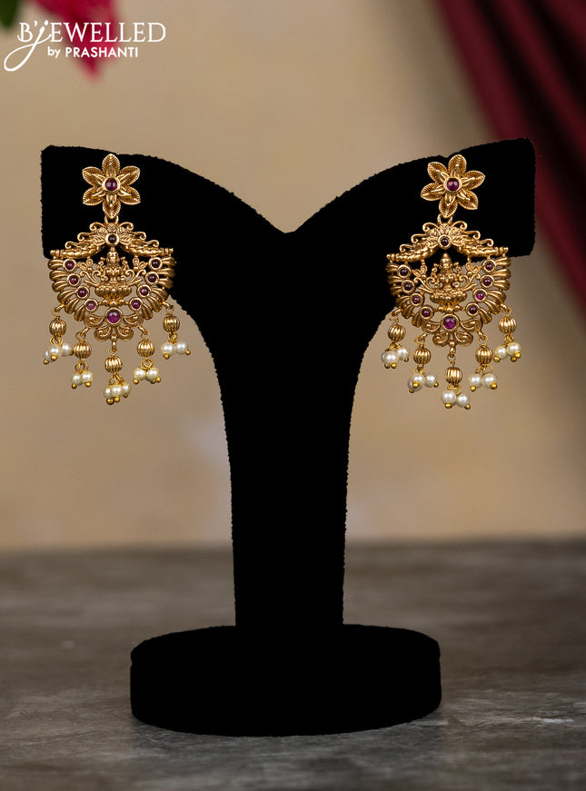 Antique guttapusalu necklace with kemp & cz stones and pearl hangings