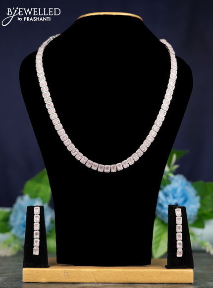 Zircon Necklace with baby pink and cz stones