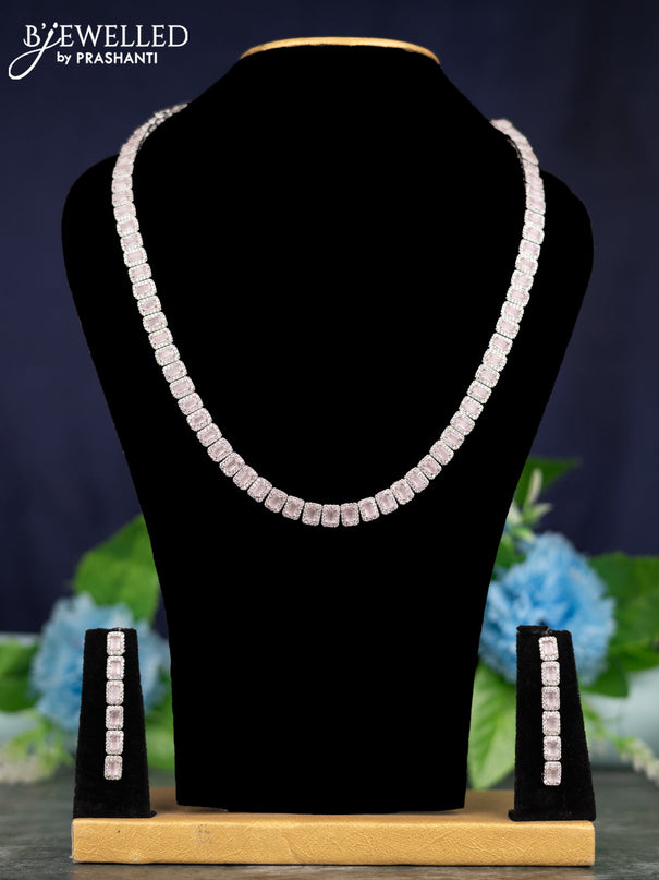 Zircon Necklace with baby pink and cz stones