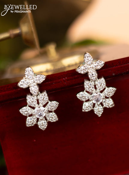 Zircon earring floral design with cz stone