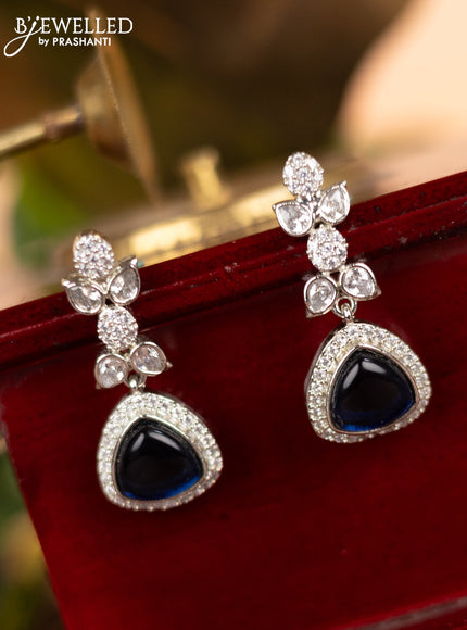 Zircon earring with sapphire and cz stone