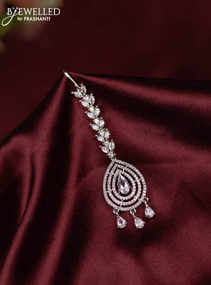 Zircon maang tikka with cz stone and hangings