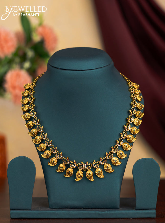 Antique necklace manga pattern with kemp and cz stones without earrings