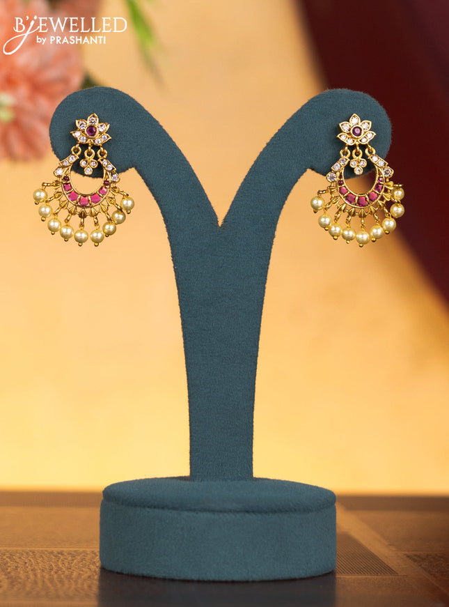 Antique haram peacock design with kemp & cz stones and pearl hangings