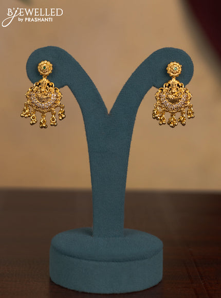 Antique necklace lakshmi design with kemp & stones and golden beads hangings without earrings