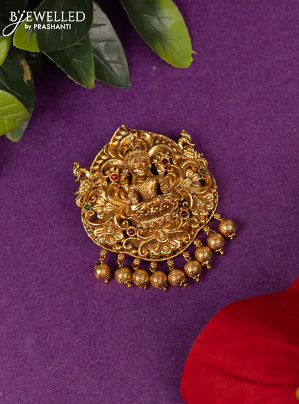 Antique jada billai lakshmi design with ruby stones and pearl hangings