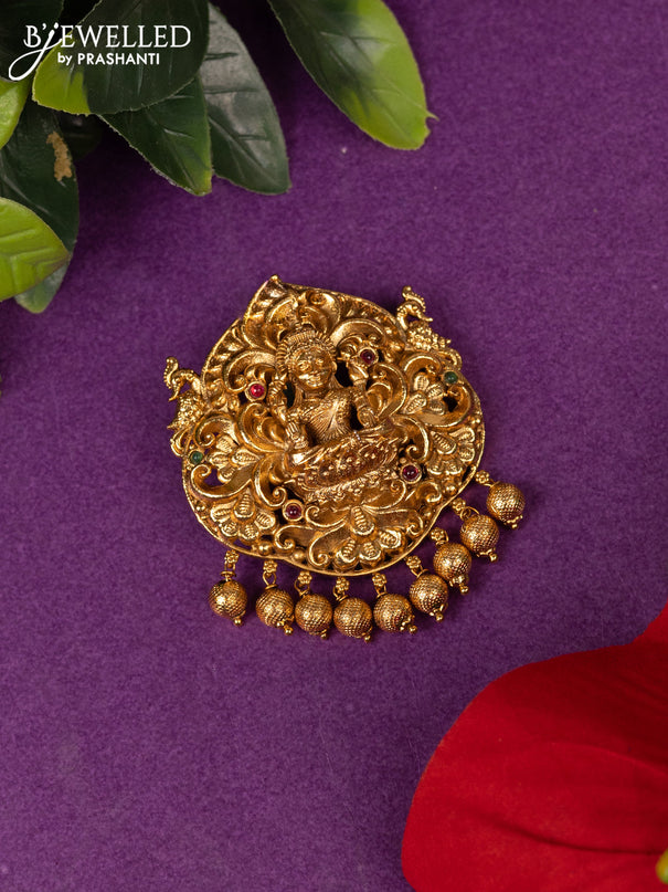 Antique jada billai lakshmi design with ruby stones and pearl hangings