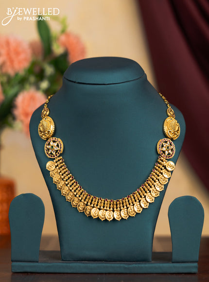 Antique necklace lakshmi kasu design with kemp and cz stones without earrings