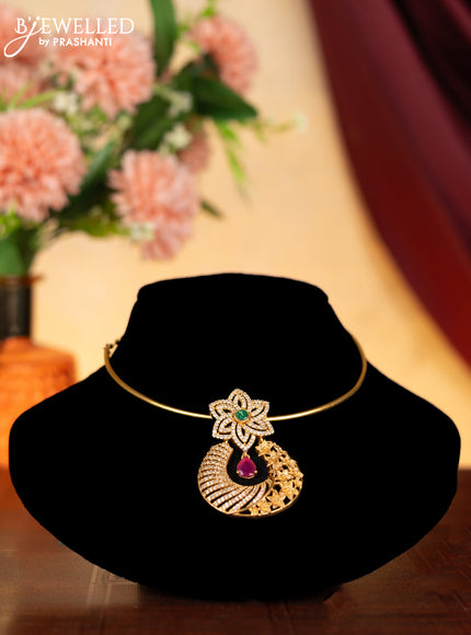 Antique ring type choker with kemp and cz stones