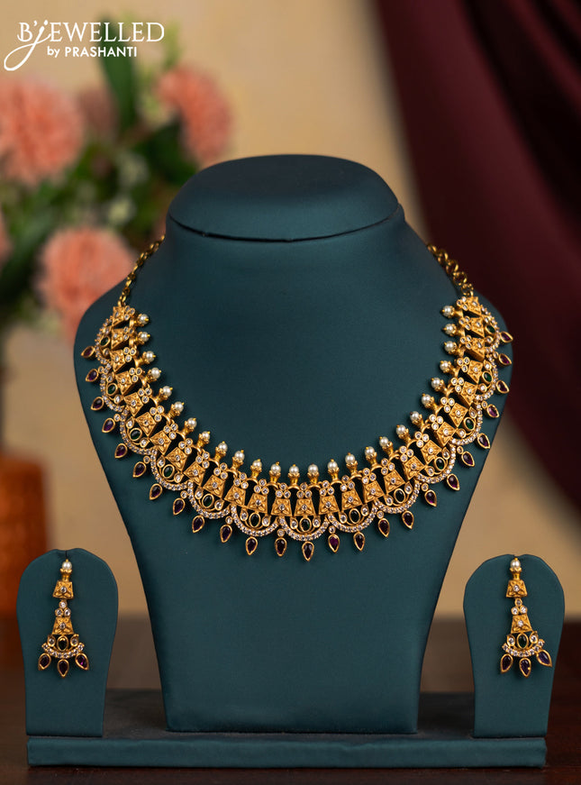 Antique necklace with kemp and cz stones