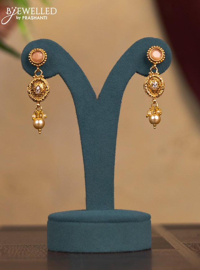 Antique necklace with peach and white stones