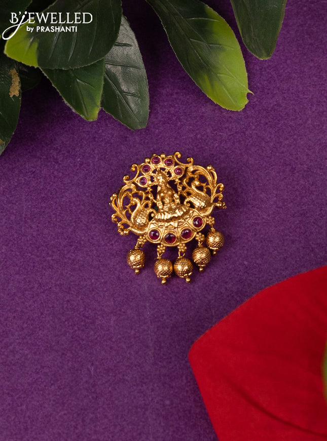 Antique jada billai lakshmi design with ruby stones golden beads hangings