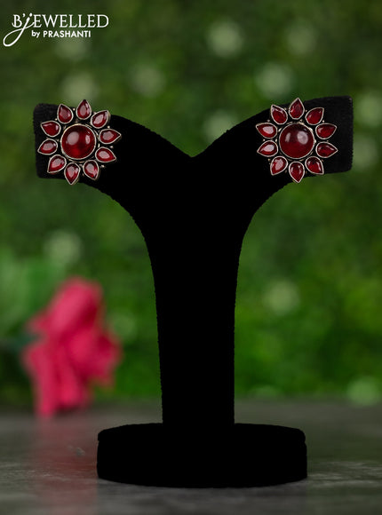 Oxidised earrings with ruby stones