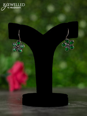 Oxidised hangings type earrings with emerald stones