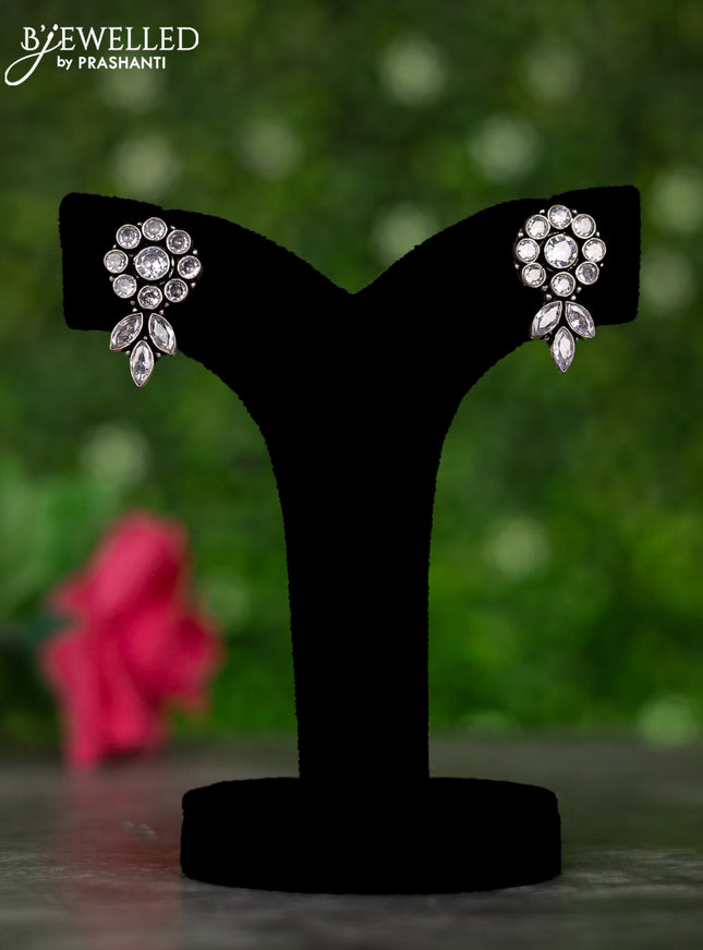 Oxidised earrings with cz stones
