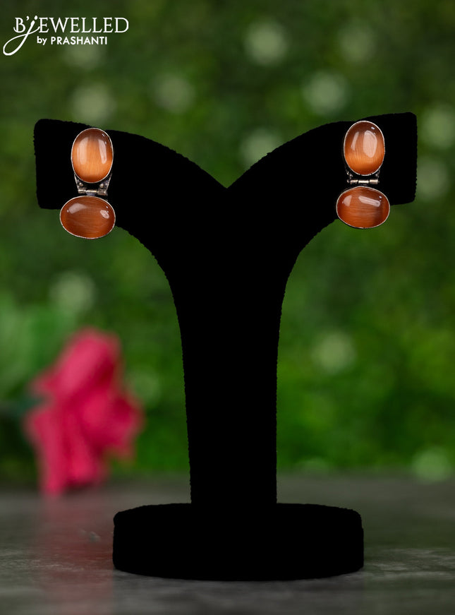 Oxidised earrings with brown stones