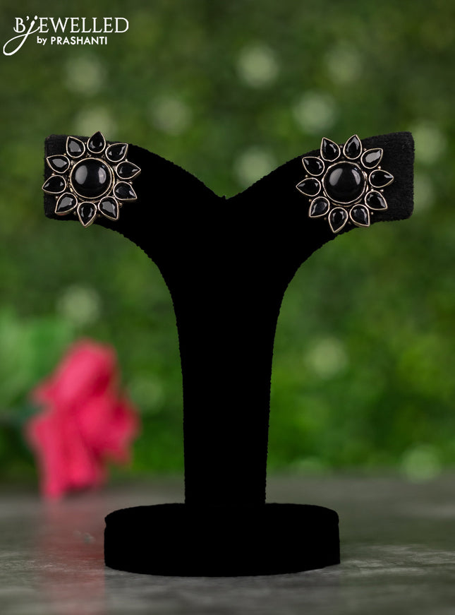 Oxidised earrings with black stones