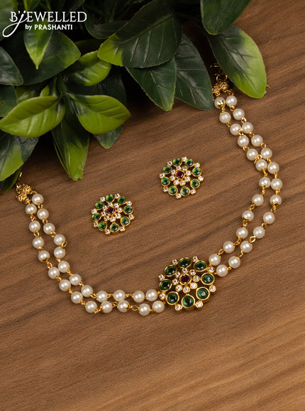 Pearl floral design choker with kemp & cz stone