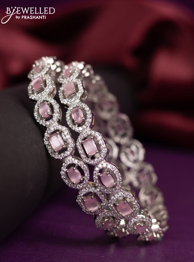 Zircon bangles with baby pink and cz stones