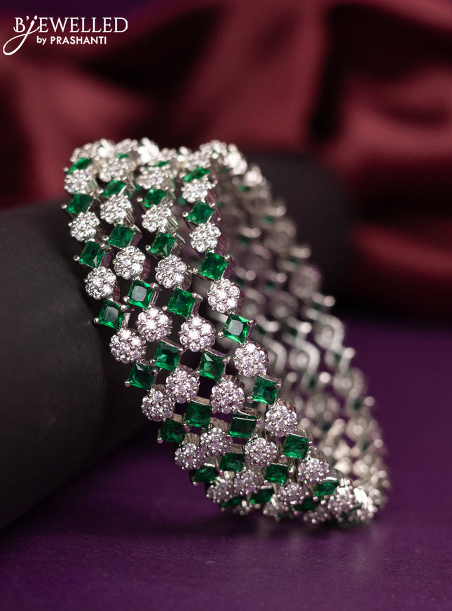Zircon bangles with emerald and cz stones