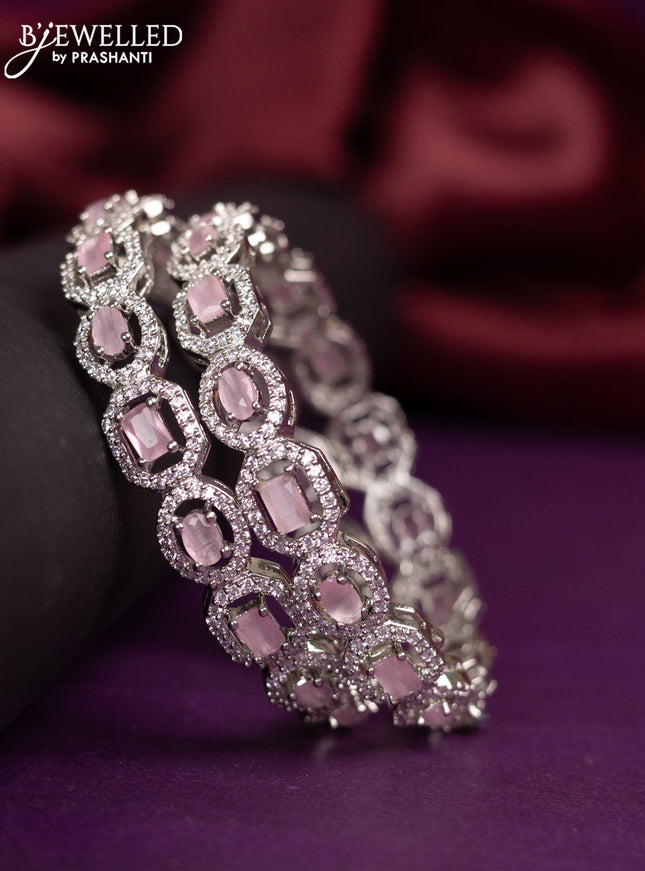Zircon bangles with baby pink and cz stones