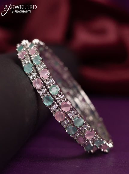 Zircon bangles with mint green & baby pink and cz stones