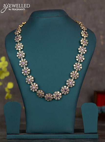 Haaram floral design with violet & cz stone in victorian finish without earring