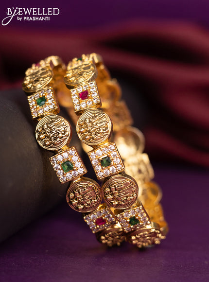 Antique bangles ramdarbar design with kemp and cz stones
