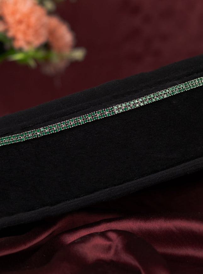 Zircon hip chain with emerald & cz stones
