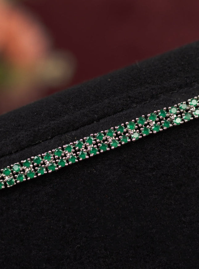 Zircon hip chain with emerald & cz stones