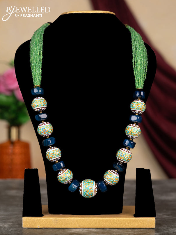 Jaipur crystal beaded light green necklace with minakari balls