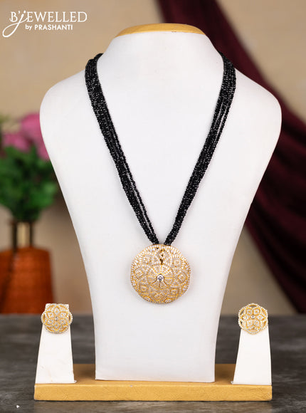 Jaipur black beaded necklace with cz stone pendant