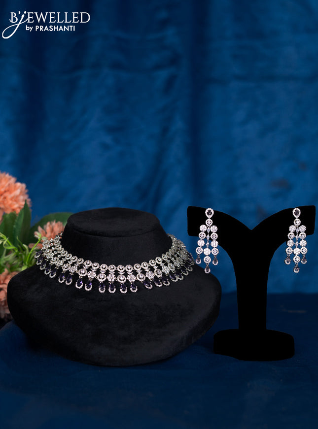 Zircon choker with violet and cz stones