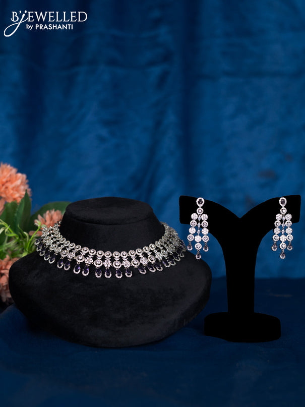 Zircon choker with violet and cz stones