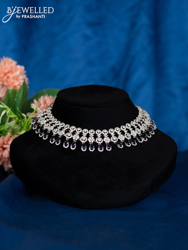 Zircon choker with violet and cz stones