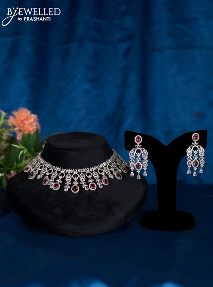Zircon choker with ruby and cz stones